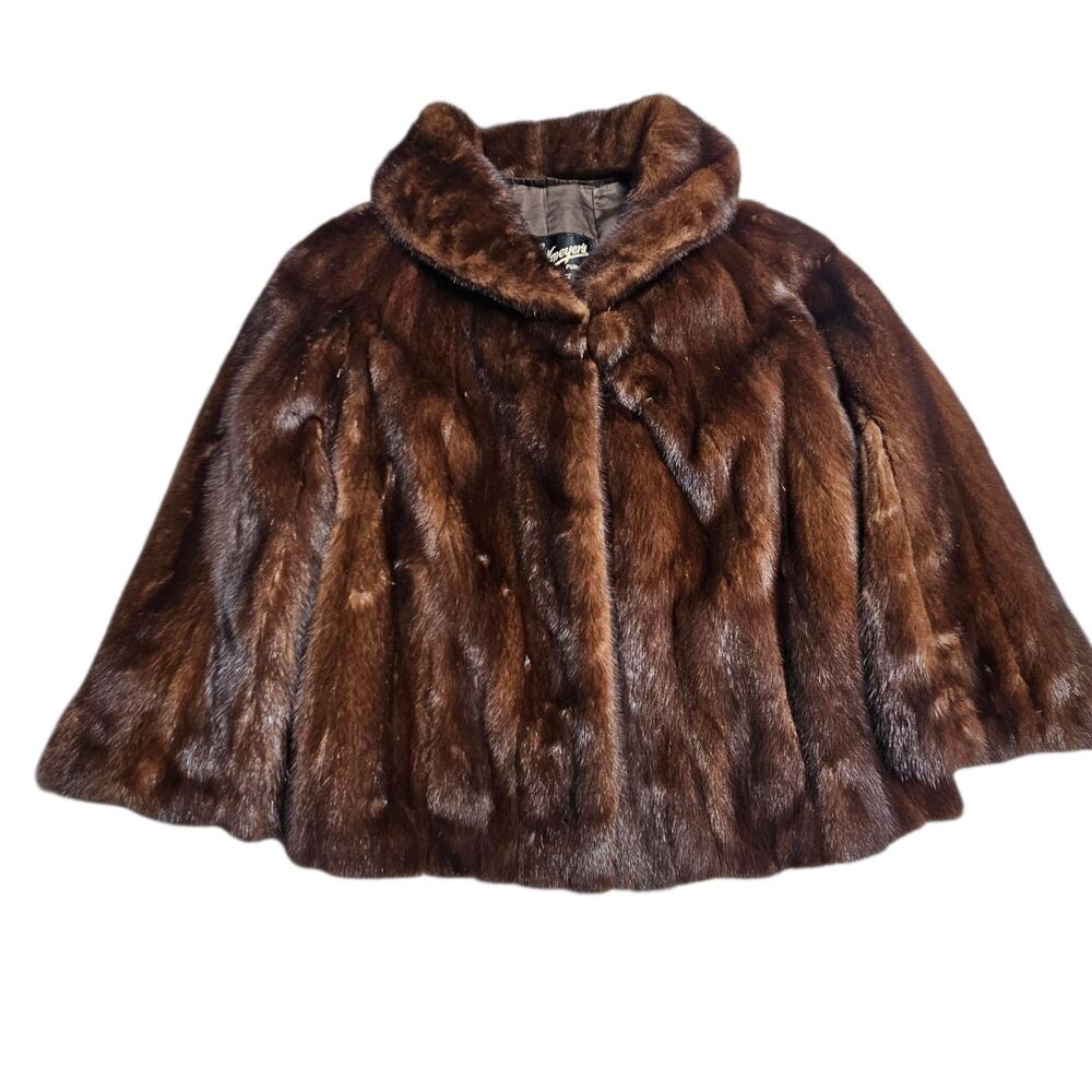 Vtg MCM 100% Mink Fur Jacket Mahogany Brown Women's Large Mid-Century Retro Glam
